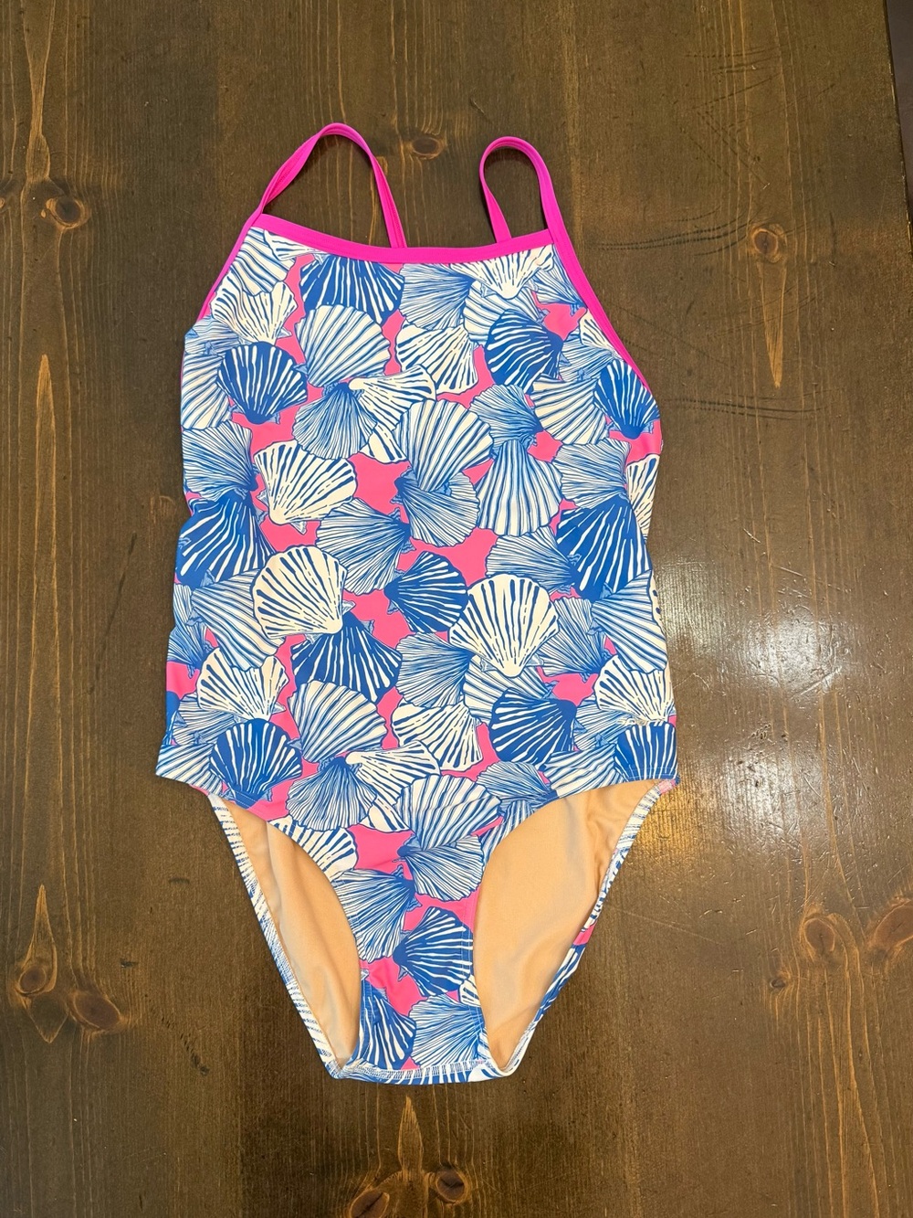 Sporti Swimsuit Pink & Blue Shell-Print One-Piece bathing suit, size 40